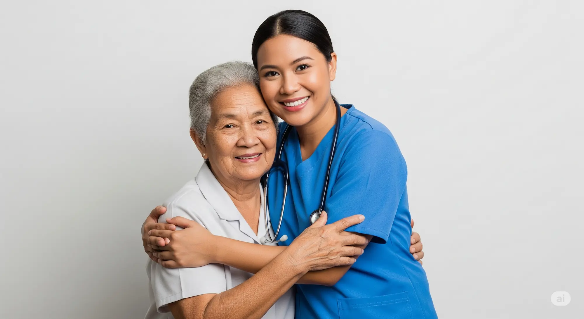 Nurse caring for elderly woman